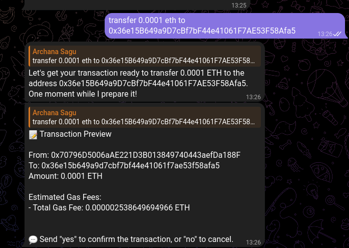 Transfer request by address