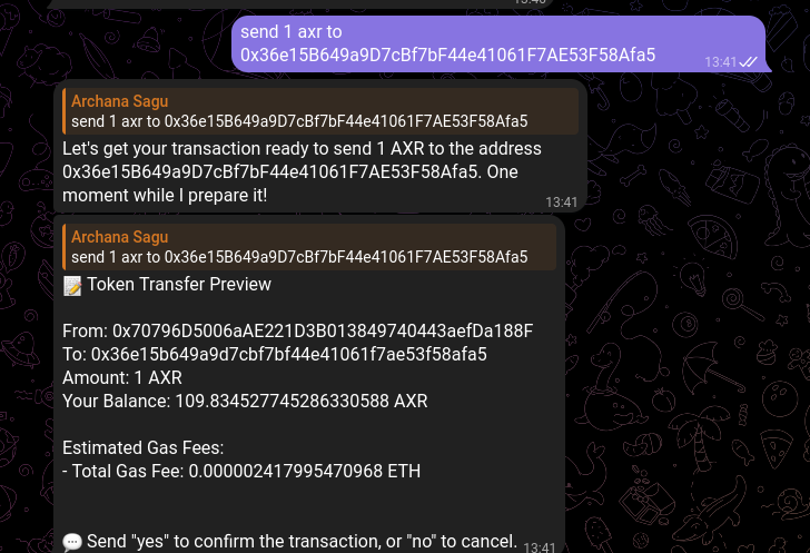 Transfer request by address