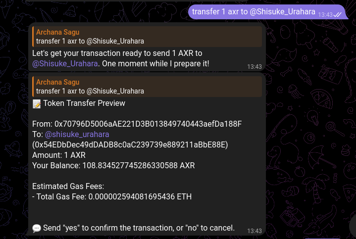 Transfer request by username