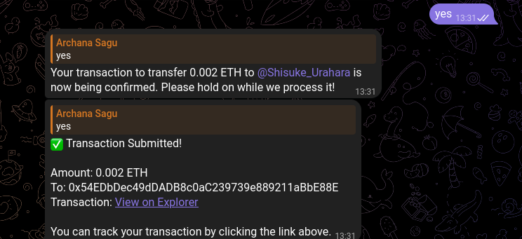 Confirming username transfer details